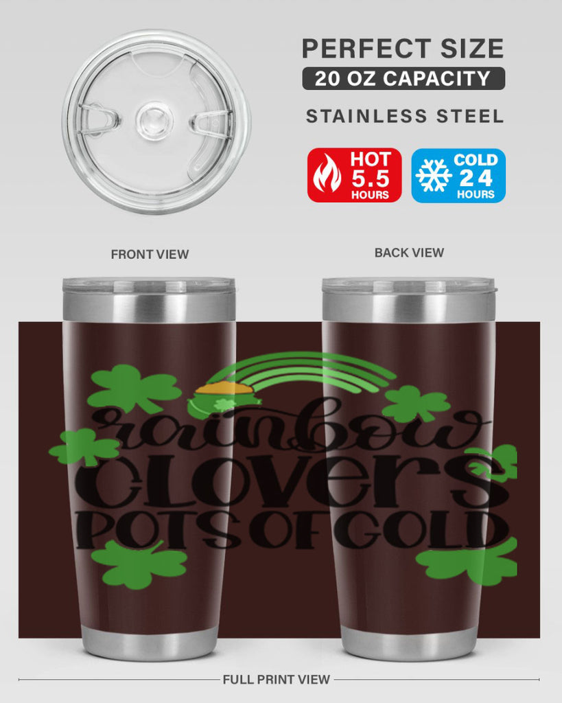 Rainbow Clovers Pots Of Gold Style 35#- St Patricks Day- Tumbler