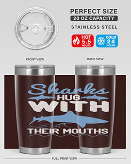 Sharks hug with their mouths Style 22#- shark  fish- Tumbler