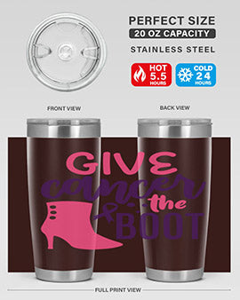 give cancer the boot Style 1#- breast cancer- Tumbler