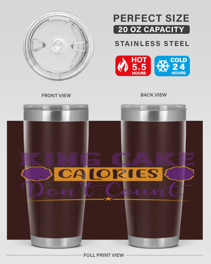 king cake calories dont count 54#- mardi gras- Tumbler