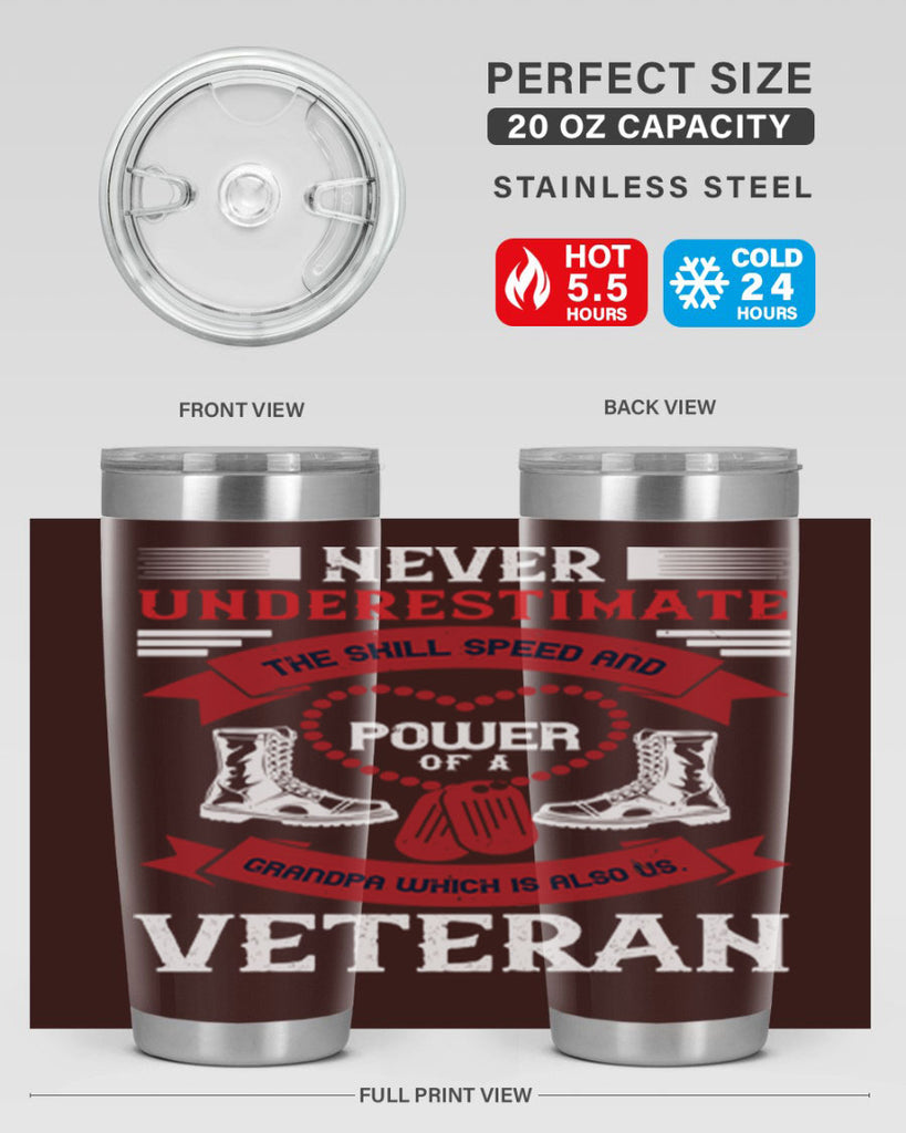 never underestimate the skill speed and power of a grandpa a which is also us veteran 44#- Veterns Day- Tumbler
