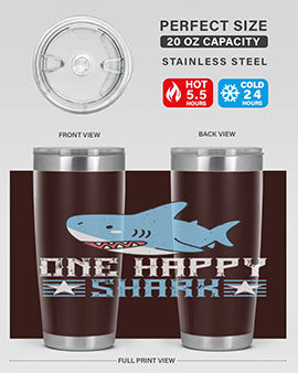 one happy shark Style 50#- shark  fish- Tumbler