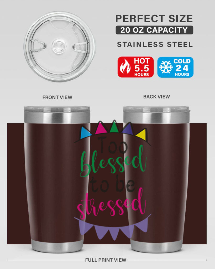 too blessed to be stressed- black words phrases- Cotton Tank