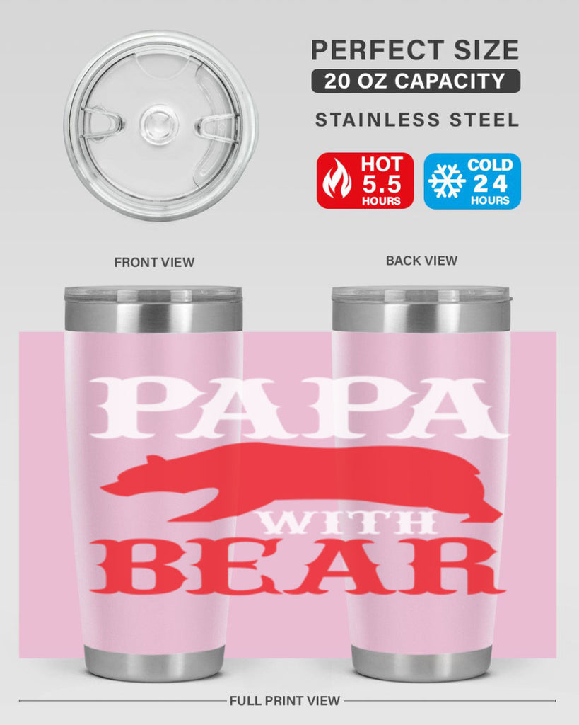 PAPA WITH BEAR 111#- grandpa - papa- Tumbler