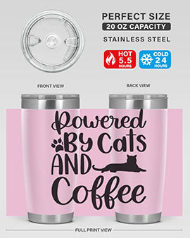 Powered By Cats And Coffee Style 102#- cat- Tumbler