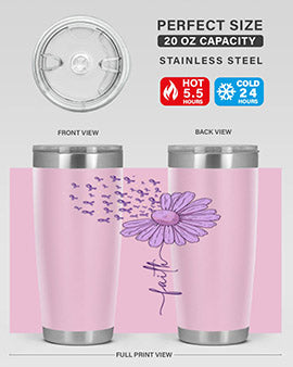 Purple Daisy Faith AlzheimerS Awareness 209#- alzheimers- Tumbler
