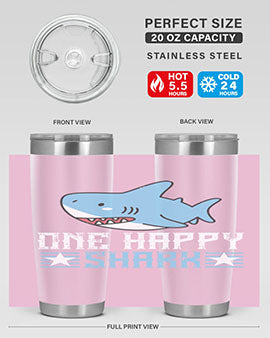 one happy shark Style 50#- shark  fish- Tumbler