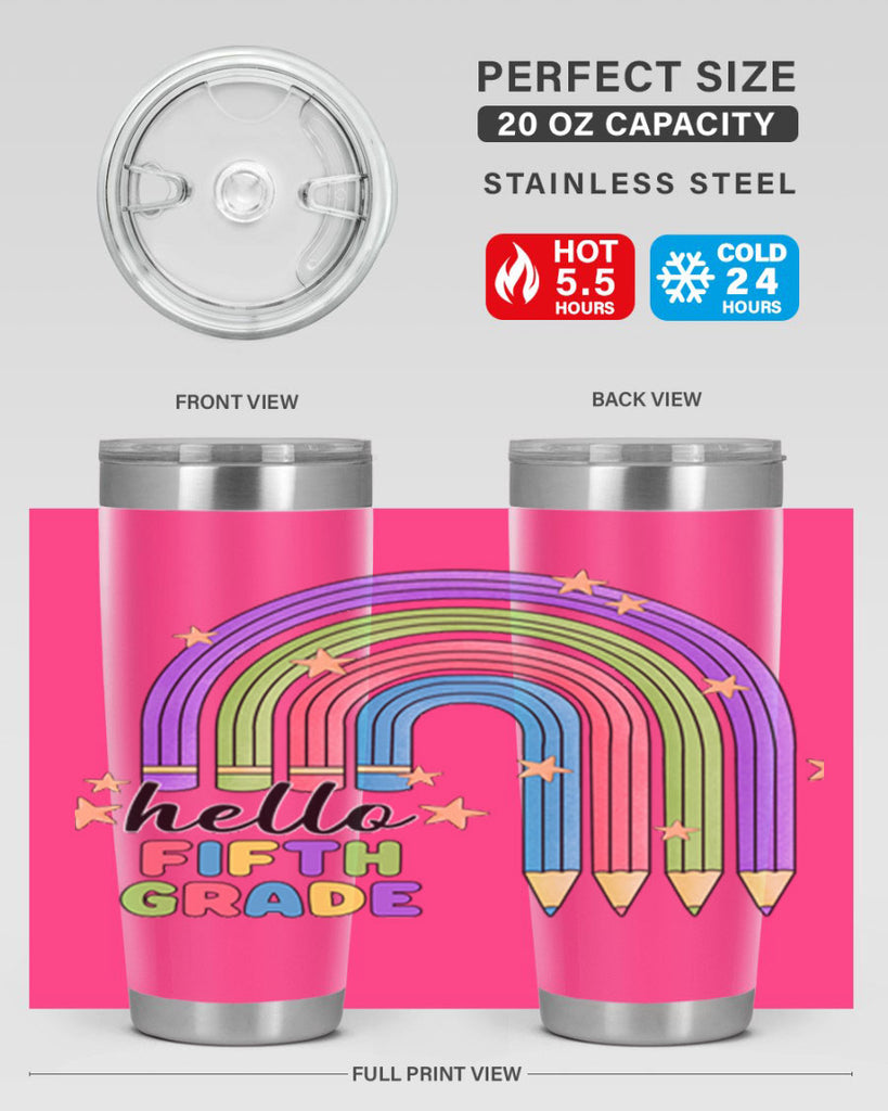 Hello 5th Grade Pencil Rainbow 13#- 5th grade- Tumbler