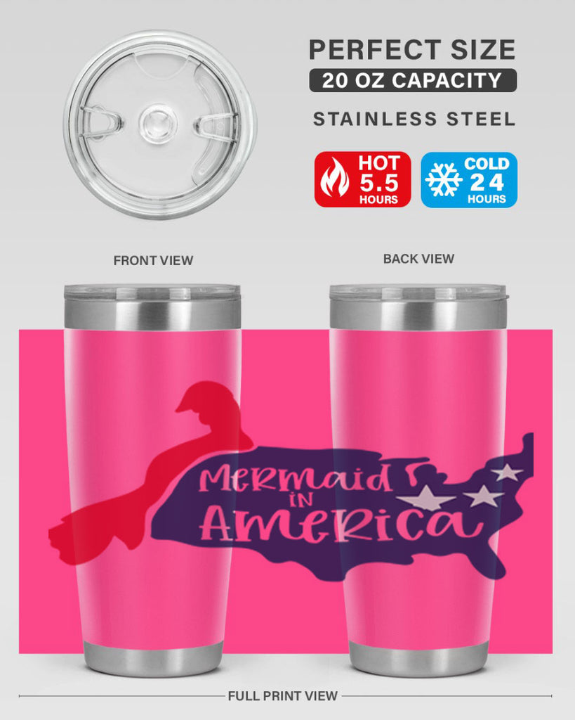 Mermaid In America Style 167#- Fourt Of July- Tumbler