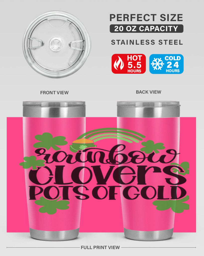 Rainbow Clovers Pots Of Gold Style 35#- St Patricks Day- Tumbler