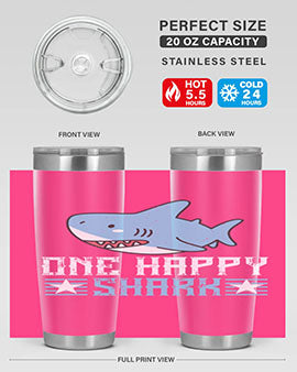 one happy shark Style 50#- shark  fish- Tumbler