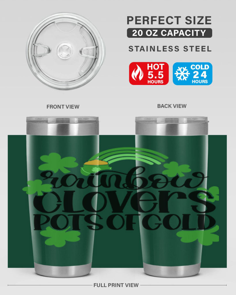 Rainbow Clovers Pots Of Gold Style 35#- St Patricks Day- Tumbler