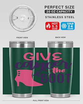 give cancer the boot Style 11#- breast cancer- Tumbler