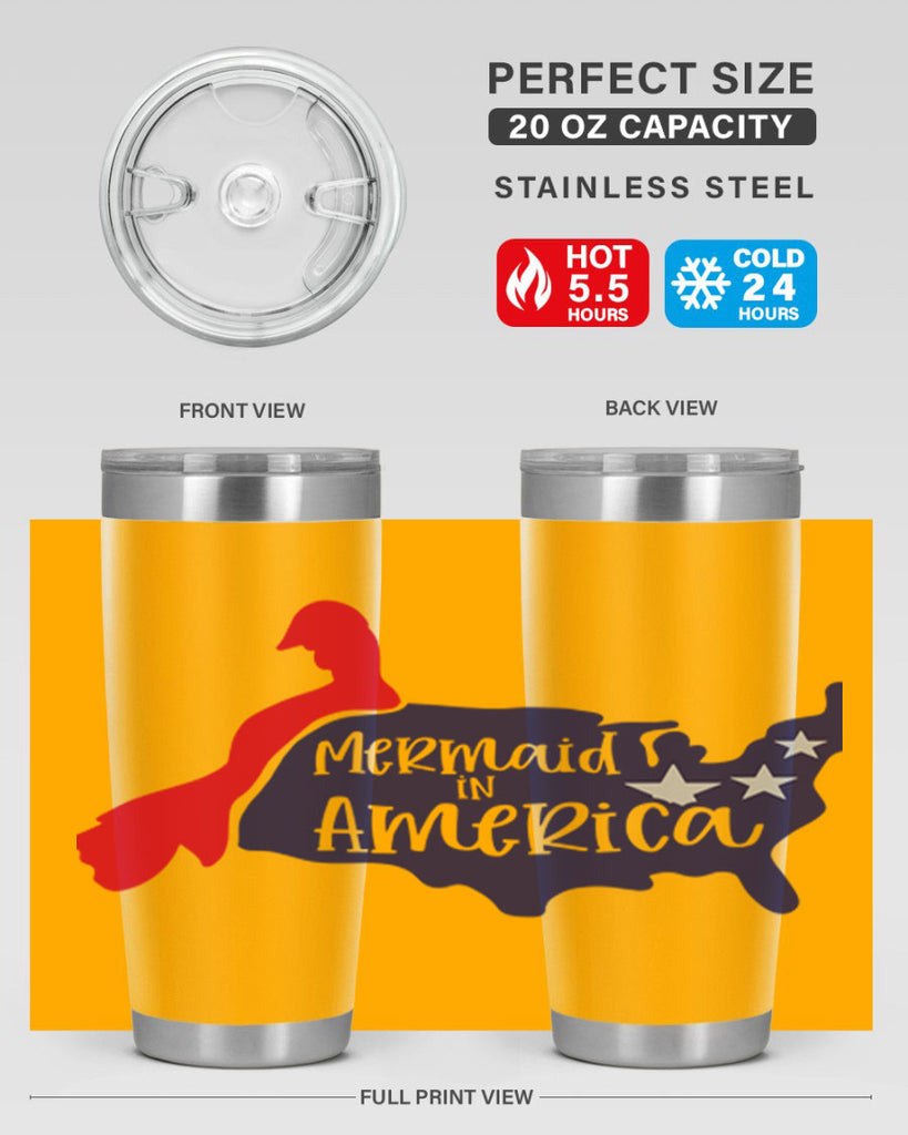 Mermaid In America Style 167#- Fourt Of July- Tumbler