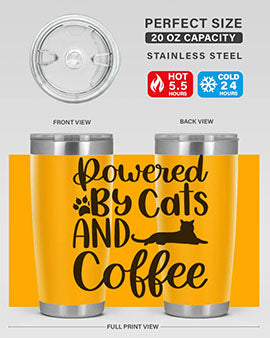 Powered By Cats And Coffee Style 102#- cat- Tumbler