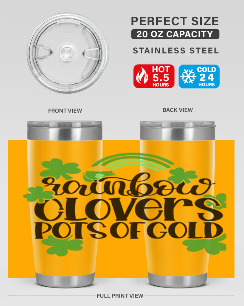Rainbow Clovers Pots Of Gold Style 35#- St Patricks Day- Tumbler