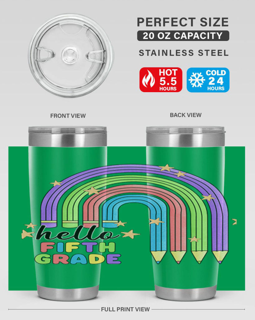 Hello 5th Grade Pencil Rainbow 13#- 5th grade- Tumbler