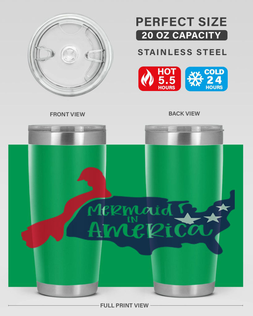 Mermaid In America Style 167#- Fourt Of July- Tumbler