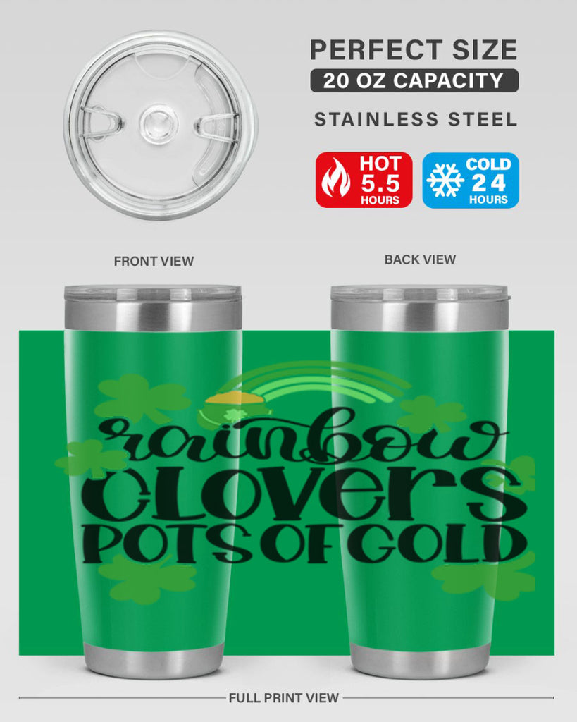 Rainbow Clovers Pots Of Gold Style 35#- St Patricks Day- Tumbler