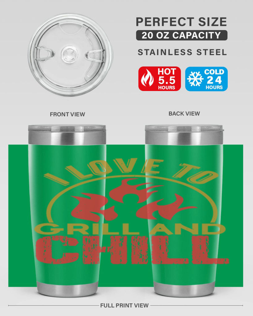 i love to grill and chill 38#- bbq- Tumbler