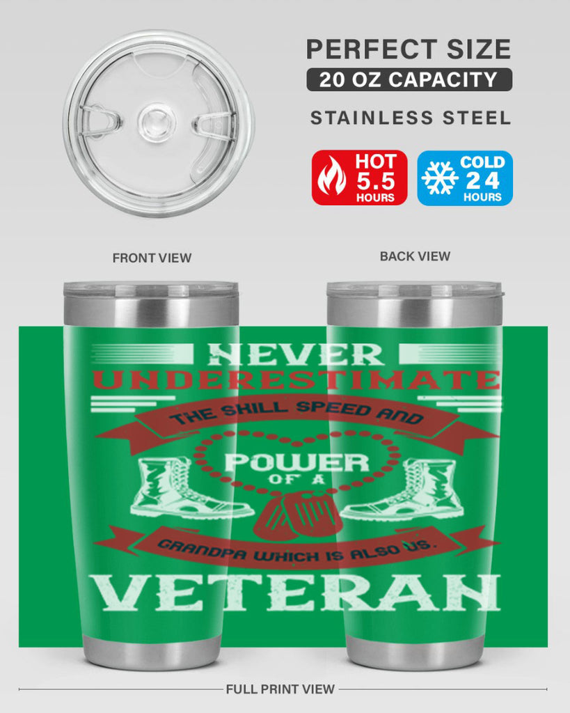 never underestimate the skill speed and power of a grandpa a which is also us veteran 44#- Veterns Day- Tumbler
