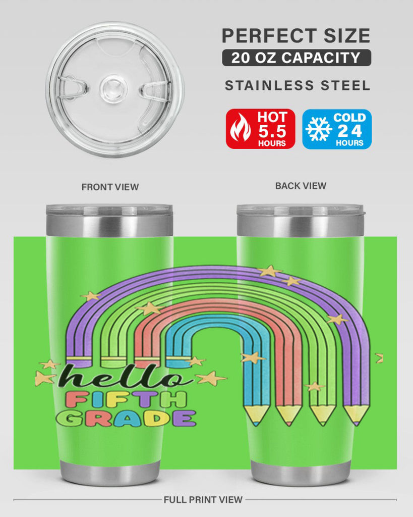 Hello 5th Grade Pencil Rainbow 13#- 5th grade- Tumbler