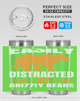 easily distracted by grizzly bears 1#- Bears- Tumbler