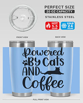 Powered By Cats And Coffee Style 102#- cat- Tumbler