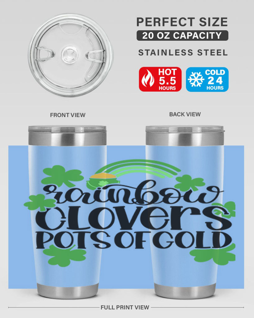 Rainbow Clovers Pots Of Gold Style 35#- St Patricks Day- Tumbler
