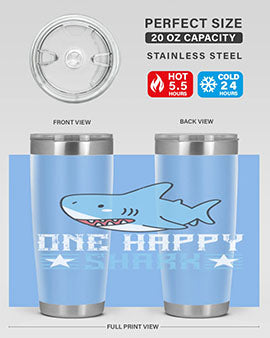 one happy shark Style 50#- shark  fish- Tumbler
