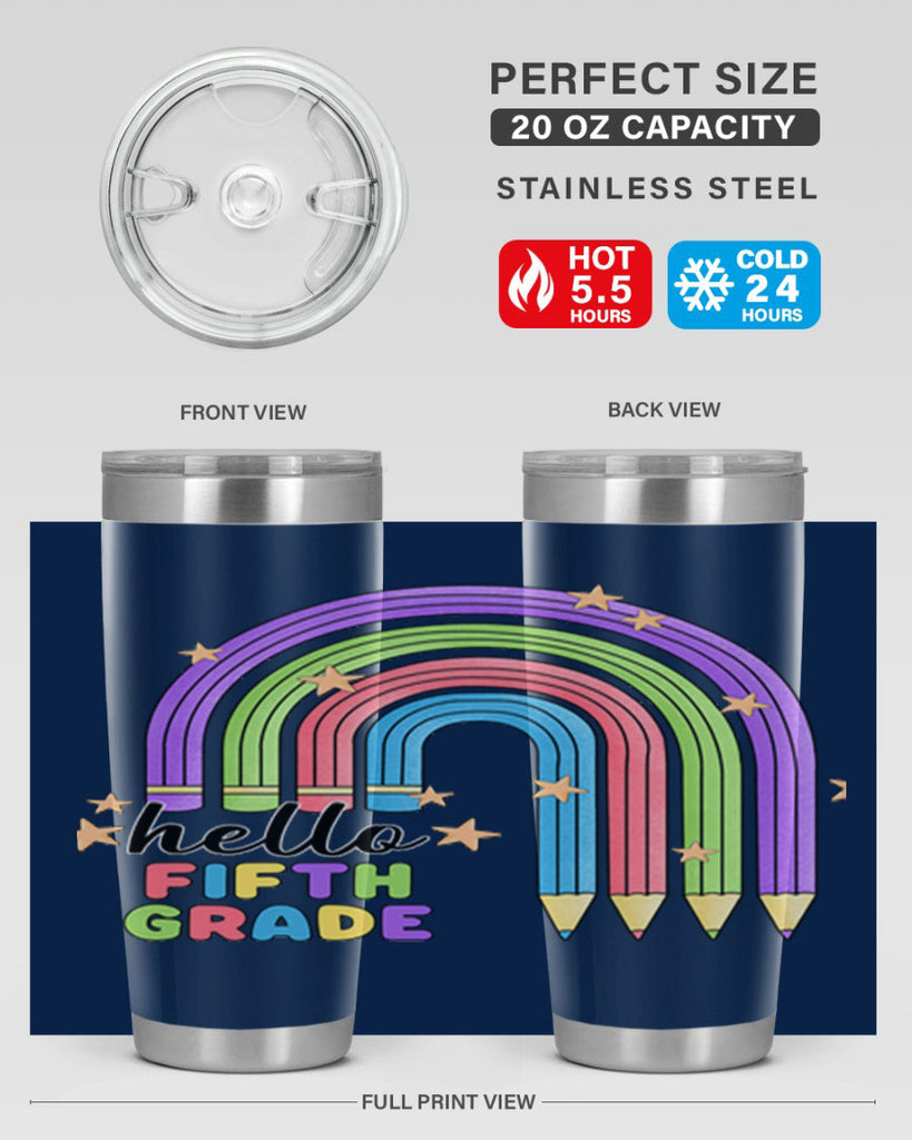 Hello 5th Grade Pencil Rainbow 13#- 5th grade- Tumbler