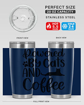 Powered By Cats And Coffee Style 102#- cat- Tumbler