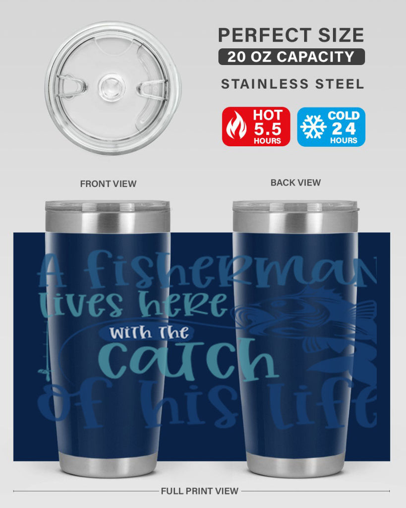 a fisherman lives here with the catch 228#- fishing- Tumbler