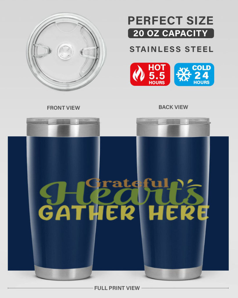 grateful hearts gather here 59#- thanksgiving- Tumbler