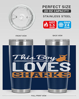this boy loves sharks Style 14#- shark  fish- Tumbler
