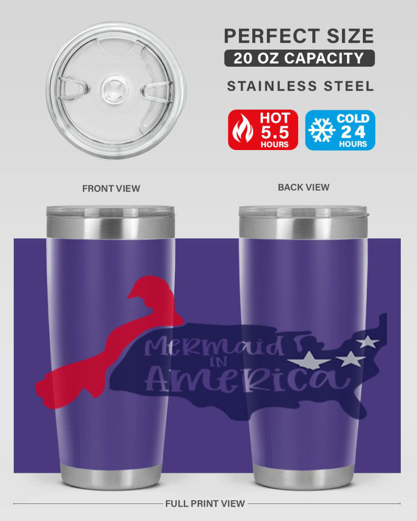 Mermaid In America Style 167#- Fourt Of July- Tumbler