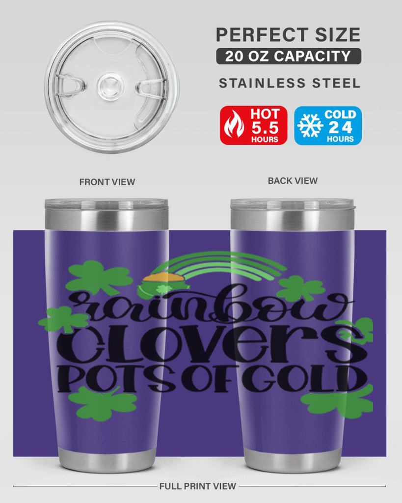 Rainbow Clovers Pots Of Gold Style 35#- St Patricks Day- Tumbler