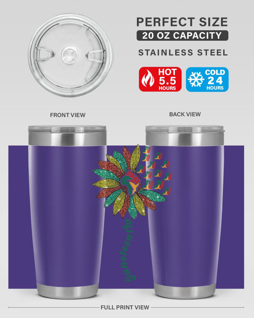Sunflower Fist Juneteenth Black History 24#- Juneteenth- tumbler
