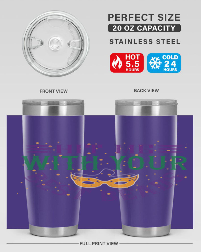 hit me with your best beads 69#- mardi gras- Tumbler