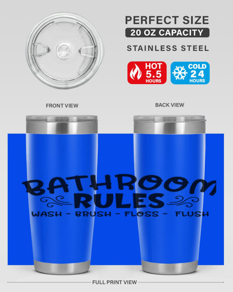 bathroom rules wash brush floss flush 91#- bathroom- Tumbler