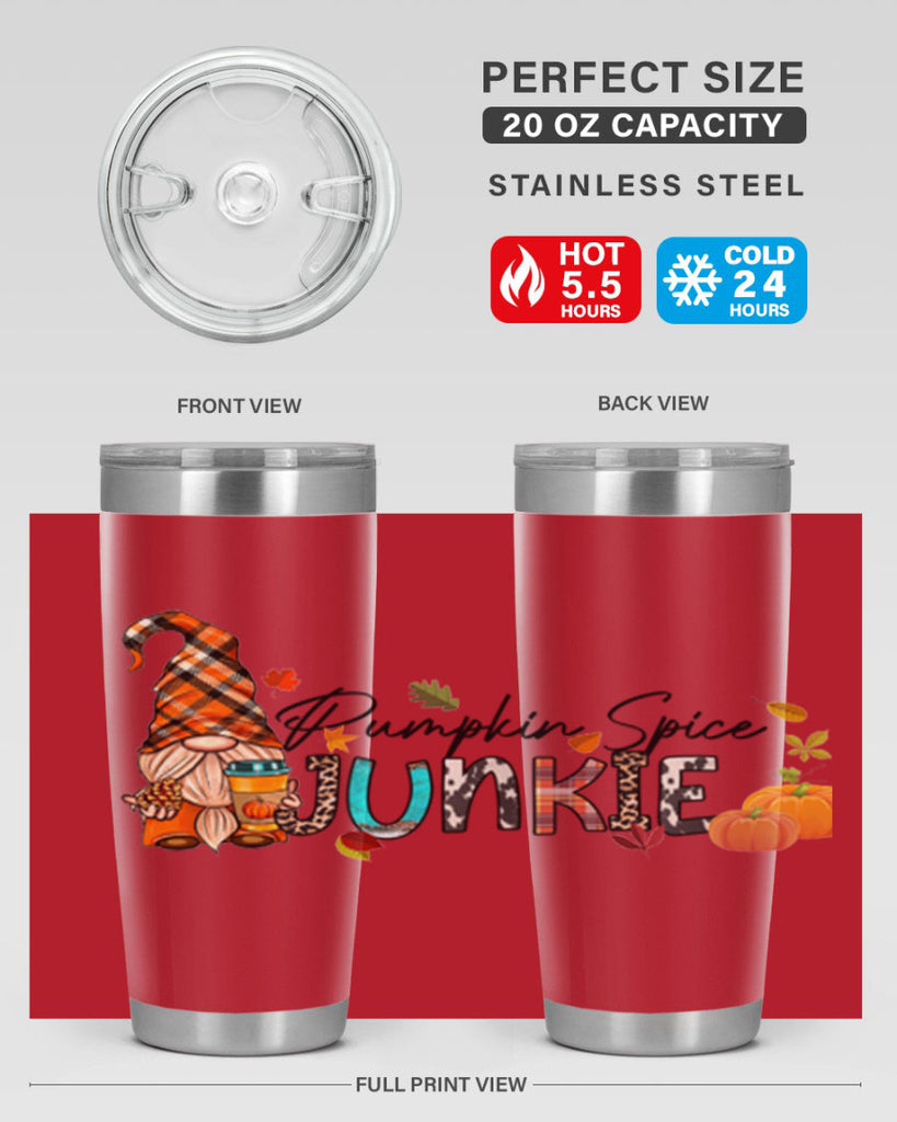 PumpkinSpiceJunkieFallGnome 567#- fall- Tumbler