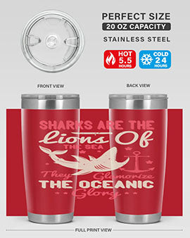 Sharks are the lions of the seaThey glamorize the oceanic glory Style 28#- shark  fish- Tumbler