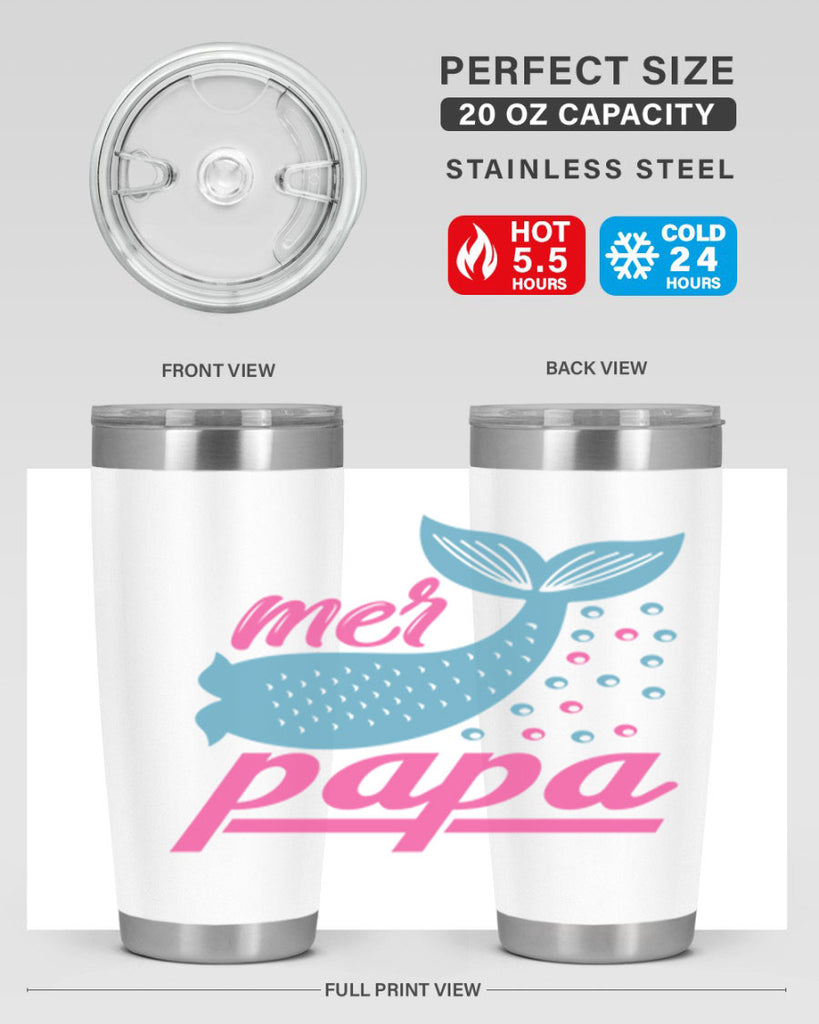Mer Papa 344#- mermaid- Tumbler