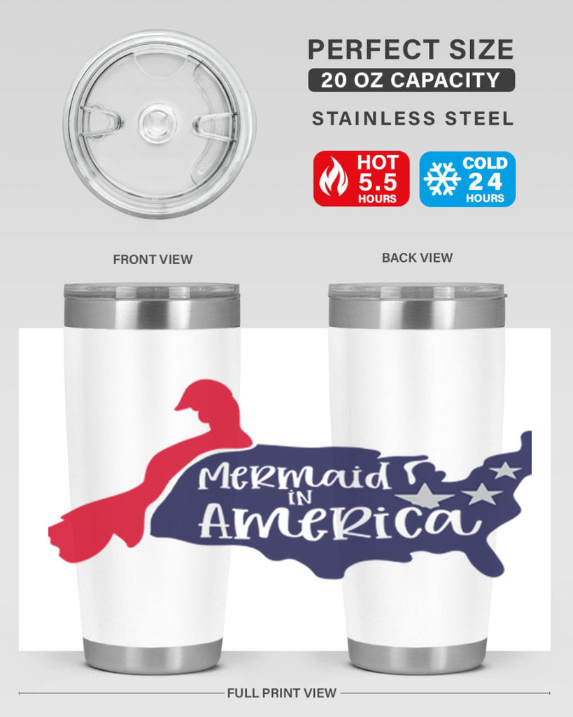 Mermaid In America Style 167#- Fourt Of July- Tumbler