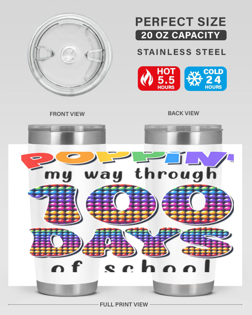 Poppin My Way Through 100 53#- 100 days of school- Tumbler