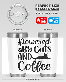 Powered By Cats And Coffee Style 102#- cat- Tumbler