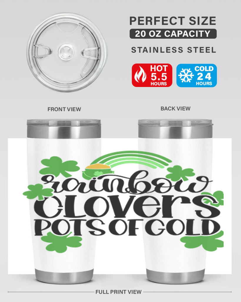 Rainbow Clovers Pots Of Gold Style 35#- St Patricks Day- Tumbler