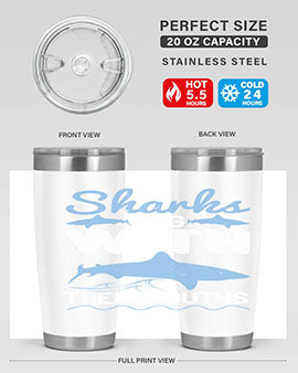 Sharks hug with their mouths Style 22#- shark  fish- Tumbler
