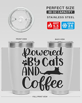 Powered By Cats And Coffee Style 102#- cat- Tumbler