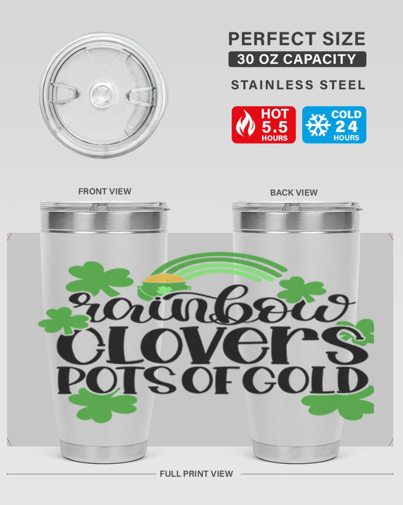 Rainbow Clovers Pots Of Gold Style 35#- St Patricks Day- Tumbler